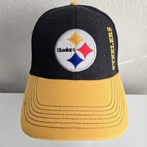 Vintage Pittsburgh Steelers Embroidered Black Yellow Adjustable Hat‎ Cap 2 Tone